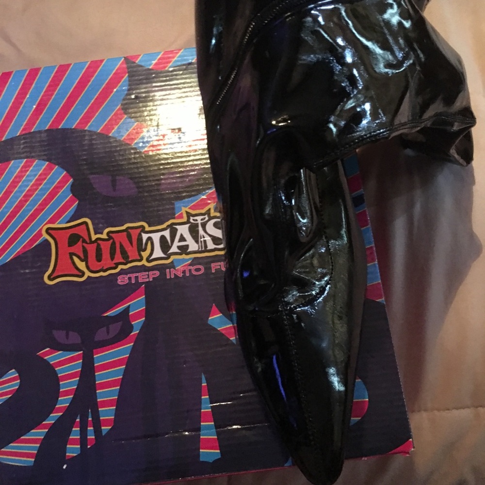 Fun Faux Patent Leather Stiletto Boots